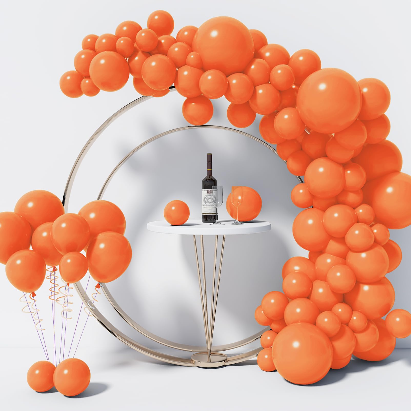 130Pcs Orange Balloons Different Sizes 18'' 12'' 10'' 5'' Balloon Garland Arch Kit Perfect For Birthday Party, Graduation, Baby
