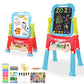 Mojitodon Easel For Kids,Rotatable Double Sided Adjustable Standing Art Easel With Painting Accessories For Toddlers Boys And Girls-Blue