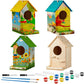 Liliful 4 Pack Birdhouse Kit Diy Wooden Bird House With Paint And Paintbrushes Arts And Crafts Painting Kits For Boys Girls Adul
