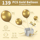 Labeol Metallic Gold Balloons Different Sizes 139Pcs 18/12/10/5 Inch Chrome Gold Balloon Garland Arch Kit Quality Latex Balloons Gold Decorations For Wedding Party Birthday Graduation Baby Shower