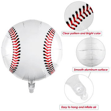 Durony 12 Pieces 18 Inches Baseball Balloons Baseball Themed Party Decorations Foil Mylar Baseball Balloons For Birthday Party S