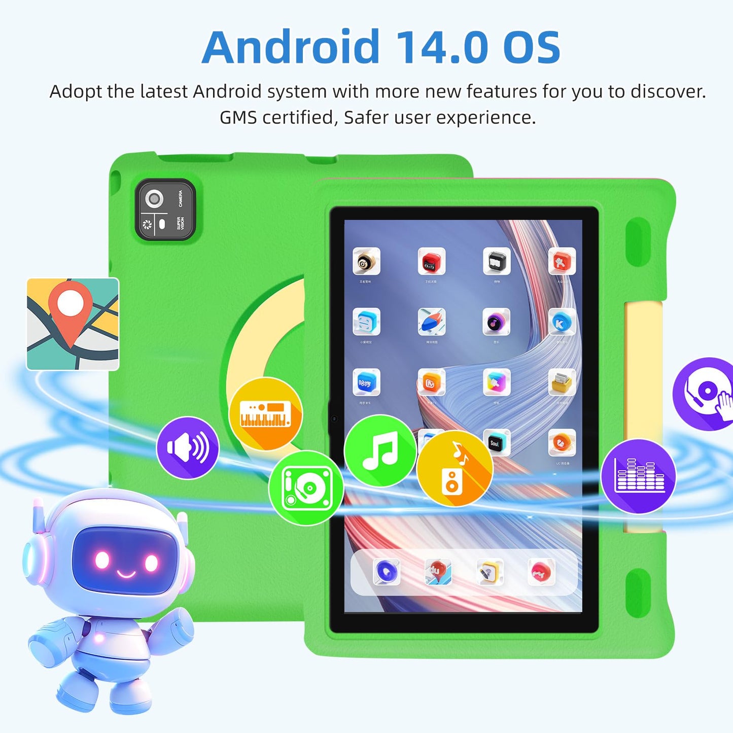 Nrkdubq Kids Tablet, 10.1 Inch Ips Hd Touchscreen Android 14 64 Gb Storage, 8Gb (4+4 Virtual) Ram, Octa Core Tablet For Kid With