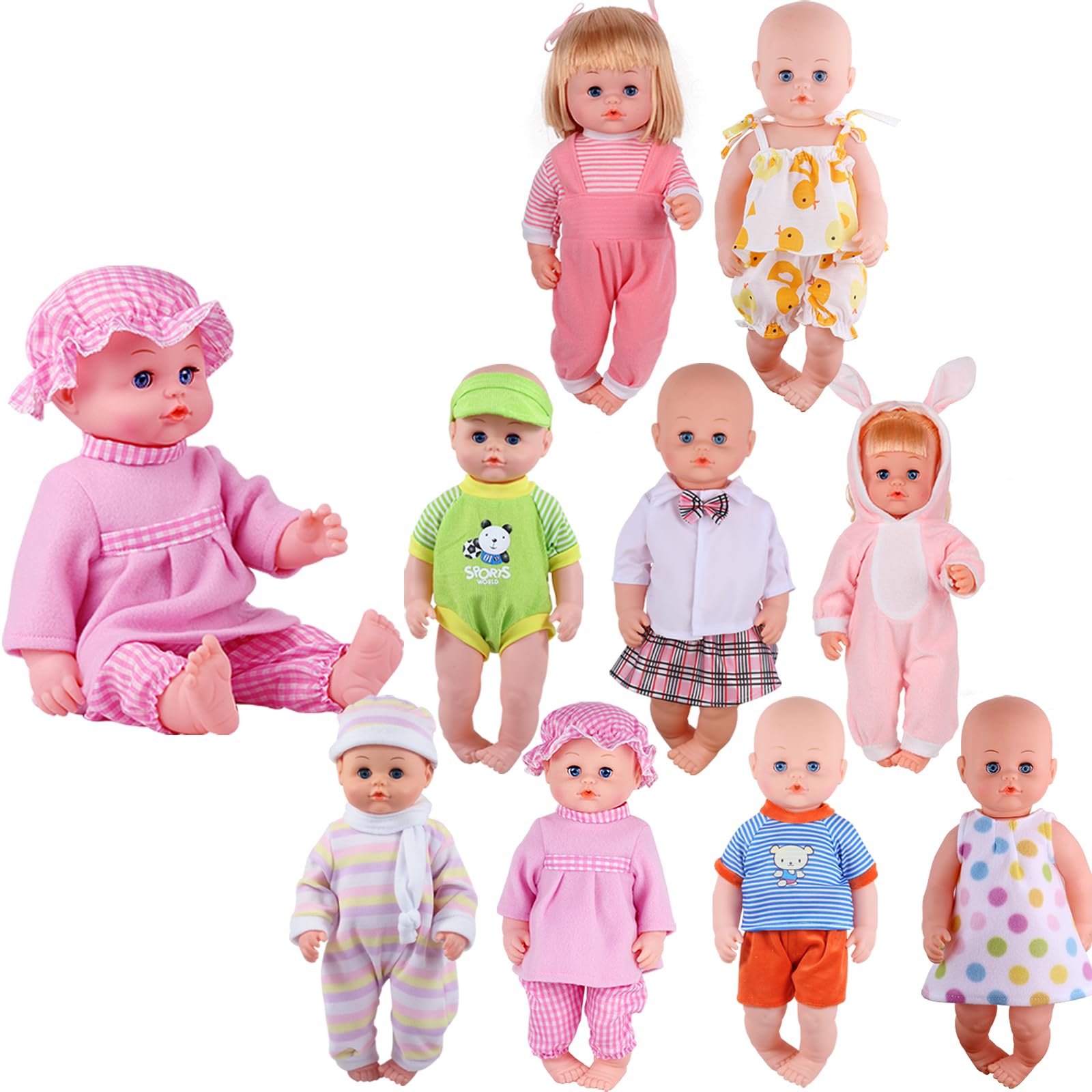 Alive Baby Doll Clothes Accessories, 9 Sets Outfits for 14-15 Inch Alive Baby Doll and 18-inch Doll, Reborn Newborn Doll Clothin