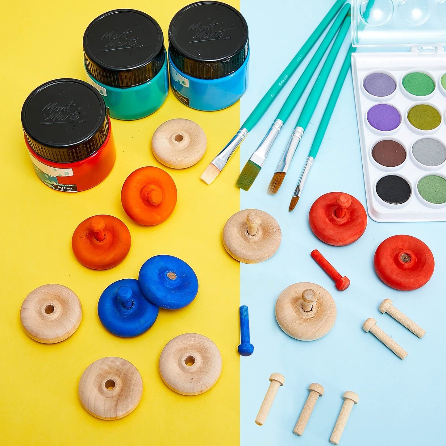 36 Pack Wooden Wheels Toys Wooden Wheels for Crafts Toys Wooden Craft Wheels Wooden Mini Wheels with Axle Pegs for Crafts DIY To