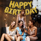 Pigetale Gold Happy Birthday Banner, 16 Inch Mylar Foil Letters Birthday Sign Banner Balloon Reusable Inflatable Party Decor And