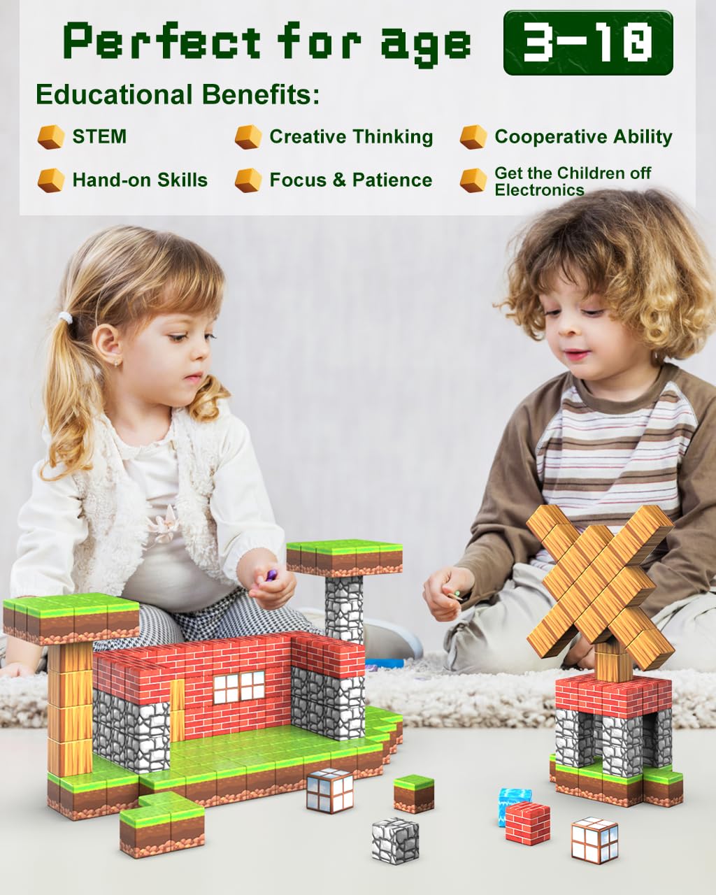 Wanplay 100Pcs Magnetic Blocks, 1 Inch Building Blocks For Kids, Setm Sensory Toys For Toddlers, Building Blocks Cubes, Birthday Gift Toys For Boys And Girls Aged 3-12 Creative Construction Toys