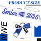 Vinsatin 6 Set Senior Sash 2026 Sport Satin Sash Glitter Cheer Hair Bow Senior Night Decor Cheerleader Gift Girl(Blue)