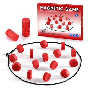 Magnetic Chess Game with Stones, Magnet Game with String, Strategy Board Games, Family Games for Kids and Adults