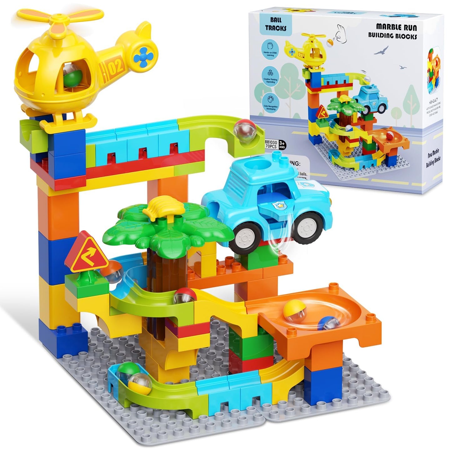 Marble Runs For Kids 4-8,Building Blocks Compatible With Major Brands, Birthday Toys Gifts For Ages 3 4 5+ Boys Girls,Toddler Ed