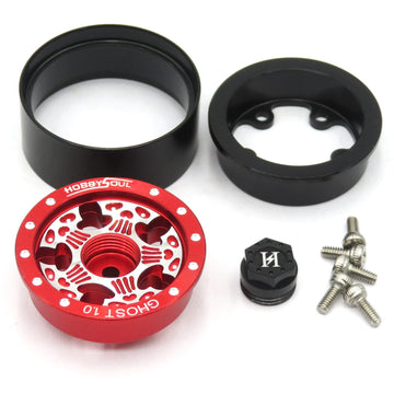 hobbysoul 4pc 1.0 Beadlock Wheels and Tires for RC Crawler Truck Axial SCX24 Traxxas 1/18 TRX4M Upgrades, HS701190
