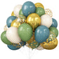 Green Blue Balloons Sage Beige Gold Balloons Jungle Woodland Party Decorations Dusty Blue Green White Balloon 60Pcs 12Inch Latex