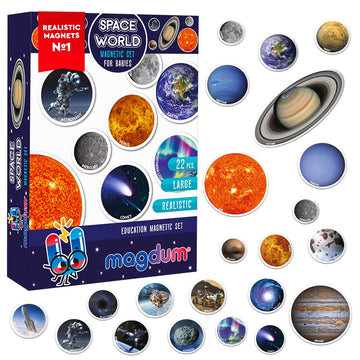 Magdum Solar System For Kids - Fridge Magnets For Toddlers - Planets For Kids Solar System Toys - 22 Magnetic Planet Kids Magnets - Refrigerator Magnets For Kids Magnetic Toys Toddler Toys Baby Toys