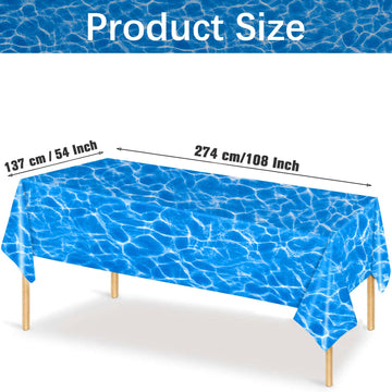 Kesfey 8 Packs Ocean Wave Tablecloth 54 X 108 Inch Water Print Plastic Table Cloths Waterproof Ocean Party Table Covers With Sea