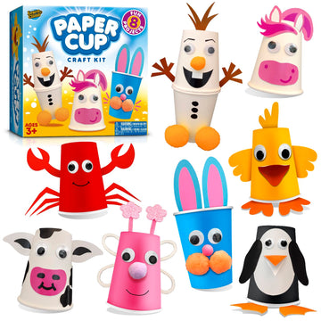 Arts and Crafts Kit for Kids Ages 3, 4, 5, 6 - Craft 8 Cute Animal Projects - Gift Crafts Set for Girls & Boys Ages 3-8
