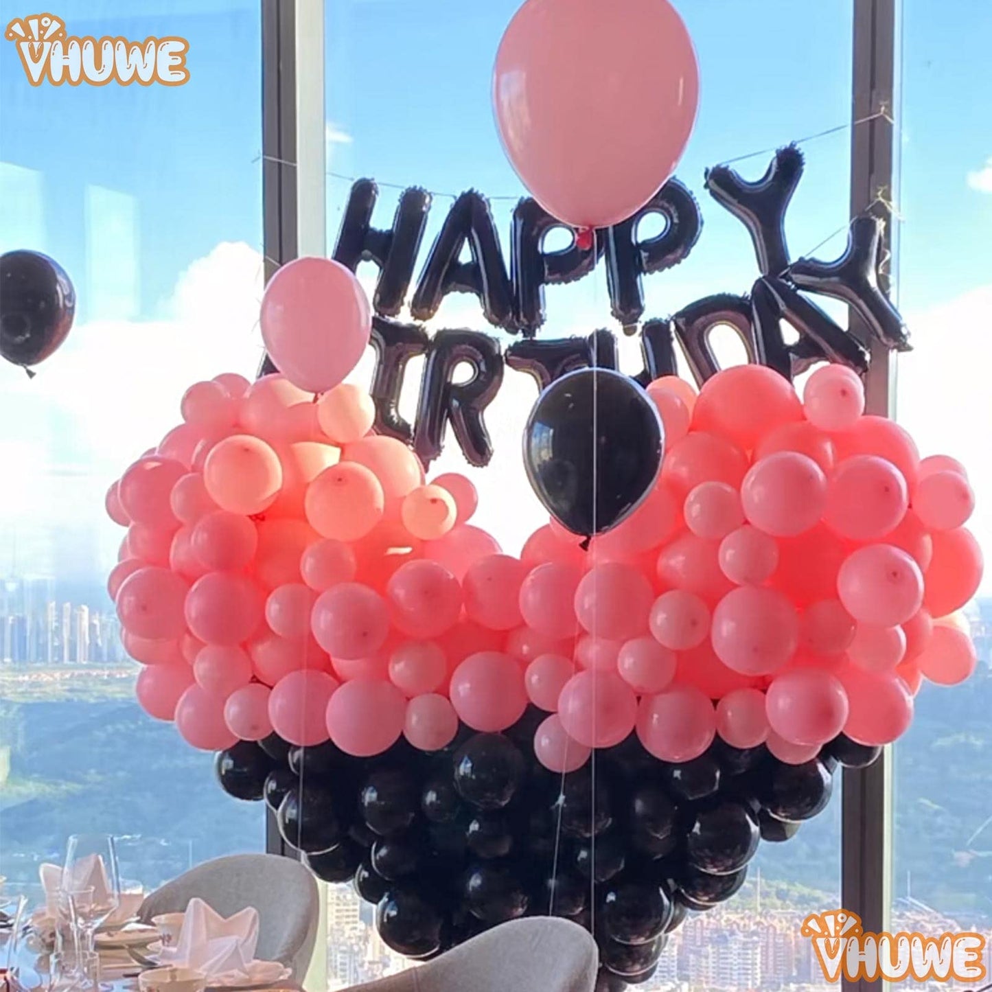 16 Inch Happy Birthday Balloon, Black Happy Birthday Balloons Banner Aluminum Foil Letters Balloons For Birthday Party Decoratio