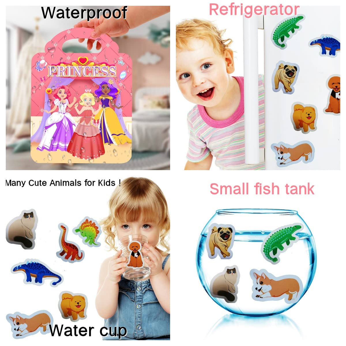 Sticker Books For Kids, Reusable Sticker Book For Toddlers 2-4 Years, 3 Sets Travel Stickers For Kids Mermaid, Princess And Pet Cute Waterproof Sticker Book For Girls Boys Birthday Gifts