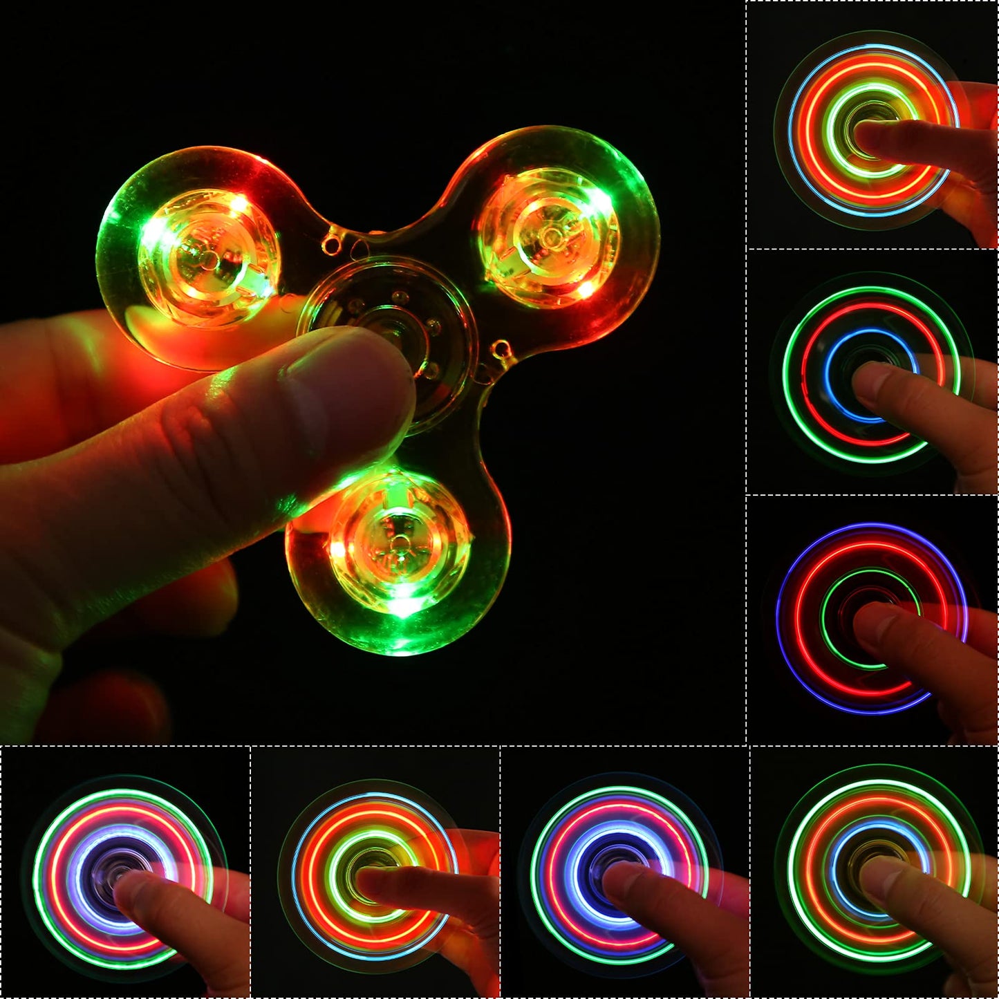 Scione 5 Pack Fidget Spinners, Led Light Up Fidget Spinner, Easter Party Favor Goodie Bag Stuffers Glow In The Dark Sensory Toys, Stress Reduction And Anxiety Relief Hand Spinner For Kids