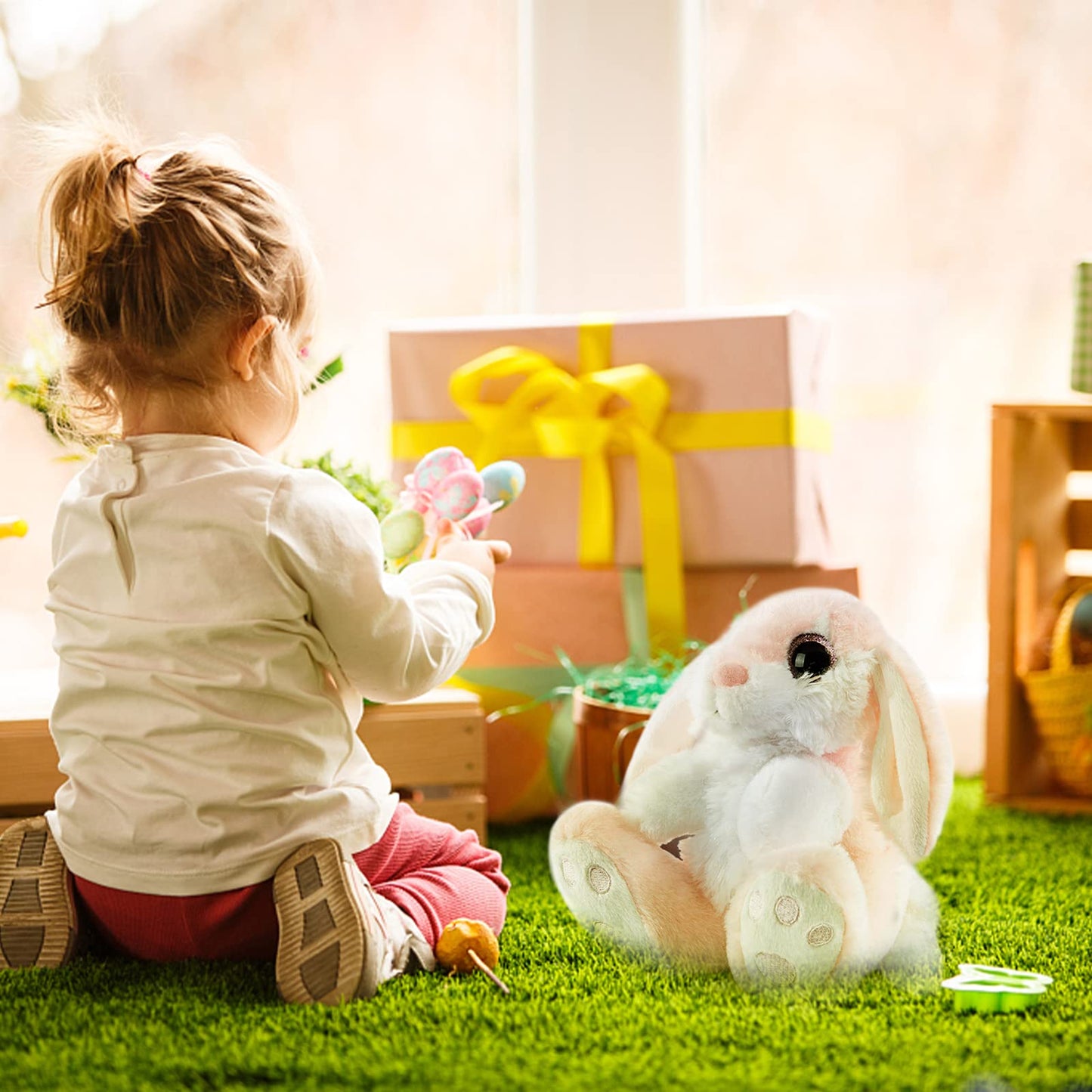 My OLi 8.5" Pink Plush Bunny Stuffed Animal - Soft Rabbit Toy for Kids and Girls, Floppy Ears, Bedtime Friend, Model DEMO-00005
