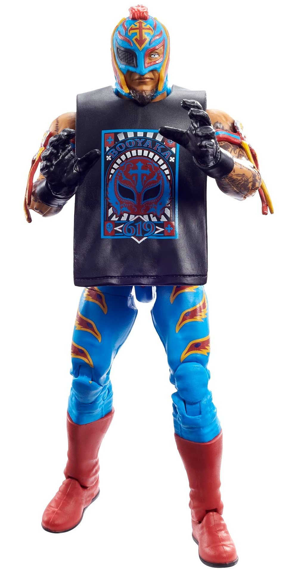 WWE Rey Mysterio Elite Action Figure, 6" Posable Collectible, Multicolor, Model GVB84, Ideal Gift for Ages 8+