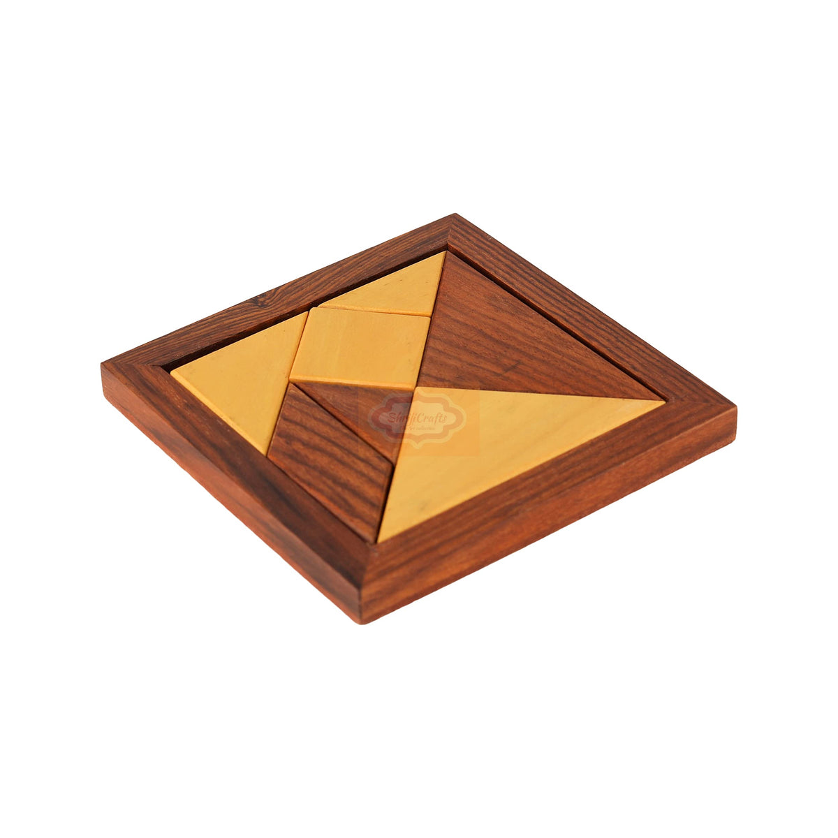 Ortus Arts Handmade Wooden Tangram Puzzle / 7Piece Jigsaw Puzzle/Pedagogical Board/Brain Teaser Games/Puzzle Games for Children