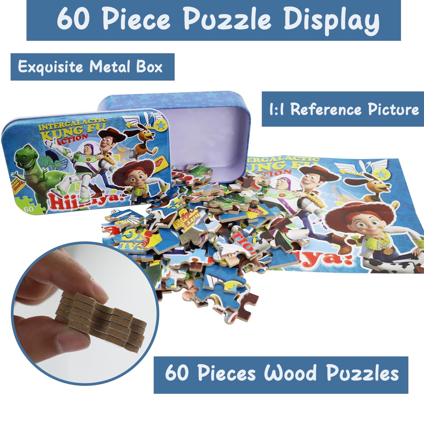 60 Piece Toy Story Puzzles In A Metal Box For Kids Ages 4-8 Jigsaw Puzzles For Girls And Boys Great Gift For Children (0683)