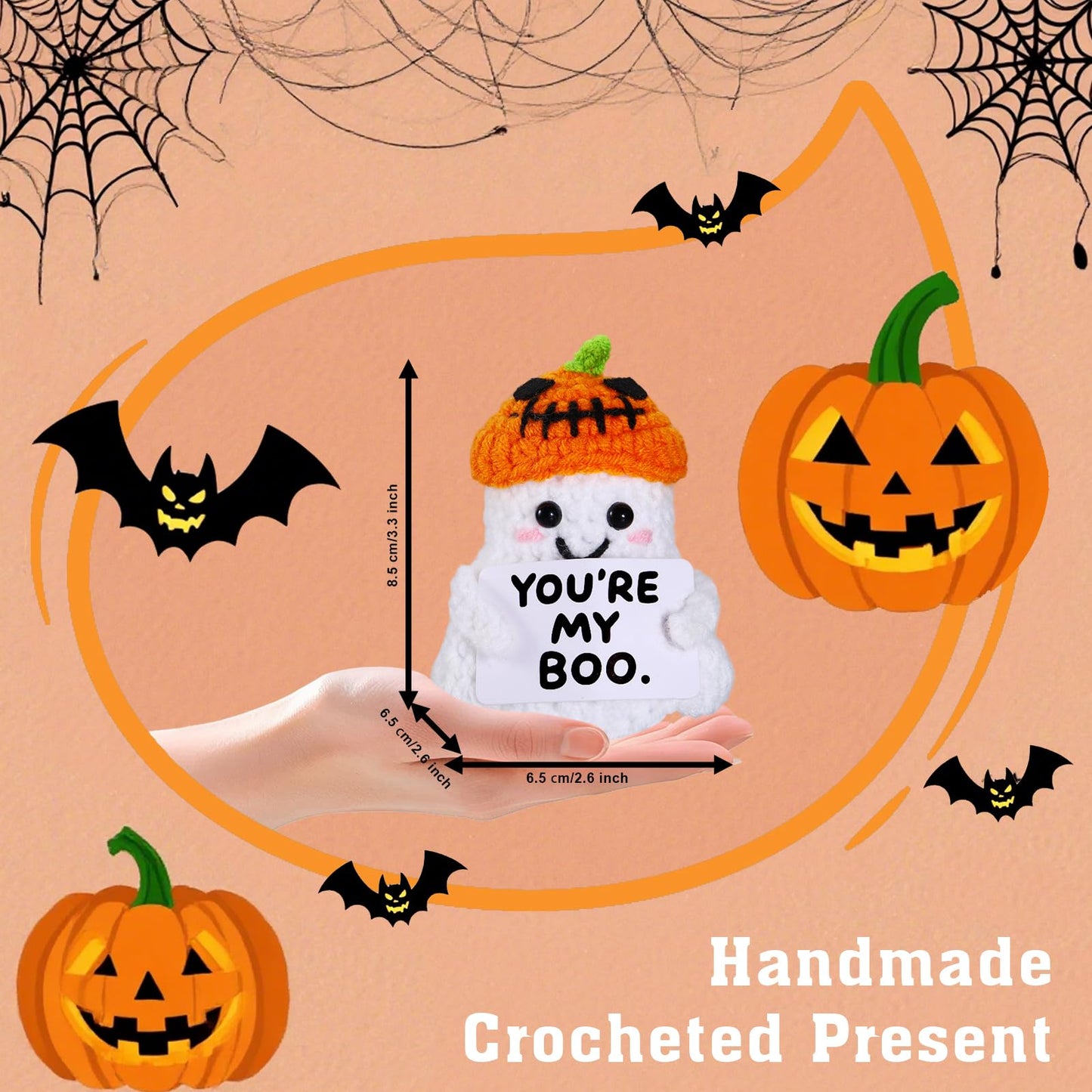 Halloween Boo Basket Stuffers for Women Him, Gifts for Boyfriend Girlfriend, Youre My Boo Handmade Crochet Ghost Gifts, Hallowe