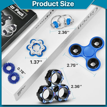 Dr.Kbde 12 Pcs Fidget Toys Adults Pack Stress Relief Sensory Toys For Kids Teen Cool Gadgets Desk Toys Flippy Roller Bike Chain