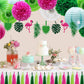 Adlkgg Tropical Flamingo Palm Leaf Banner Party Decorations, Hanging Paper Fans Paper Lanterns Pom Poms Flowers Tissue Tassels F