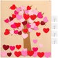 Boao 50 Pieces Detachable Heart Ornaments DIY Felt Valentine Tree Set with 4 Transparent Wall Hooks Valentines Day Hanging Deco