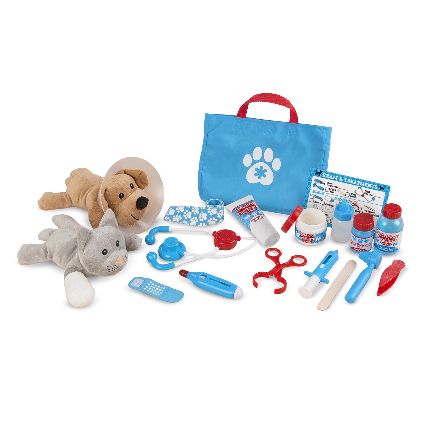 Melissa & Doug Examine and Treat Pet Vet Pretend Play Set with Plush Dog and Cat (24 Pcs) Kids Veterinary Play Set, Veterinarian