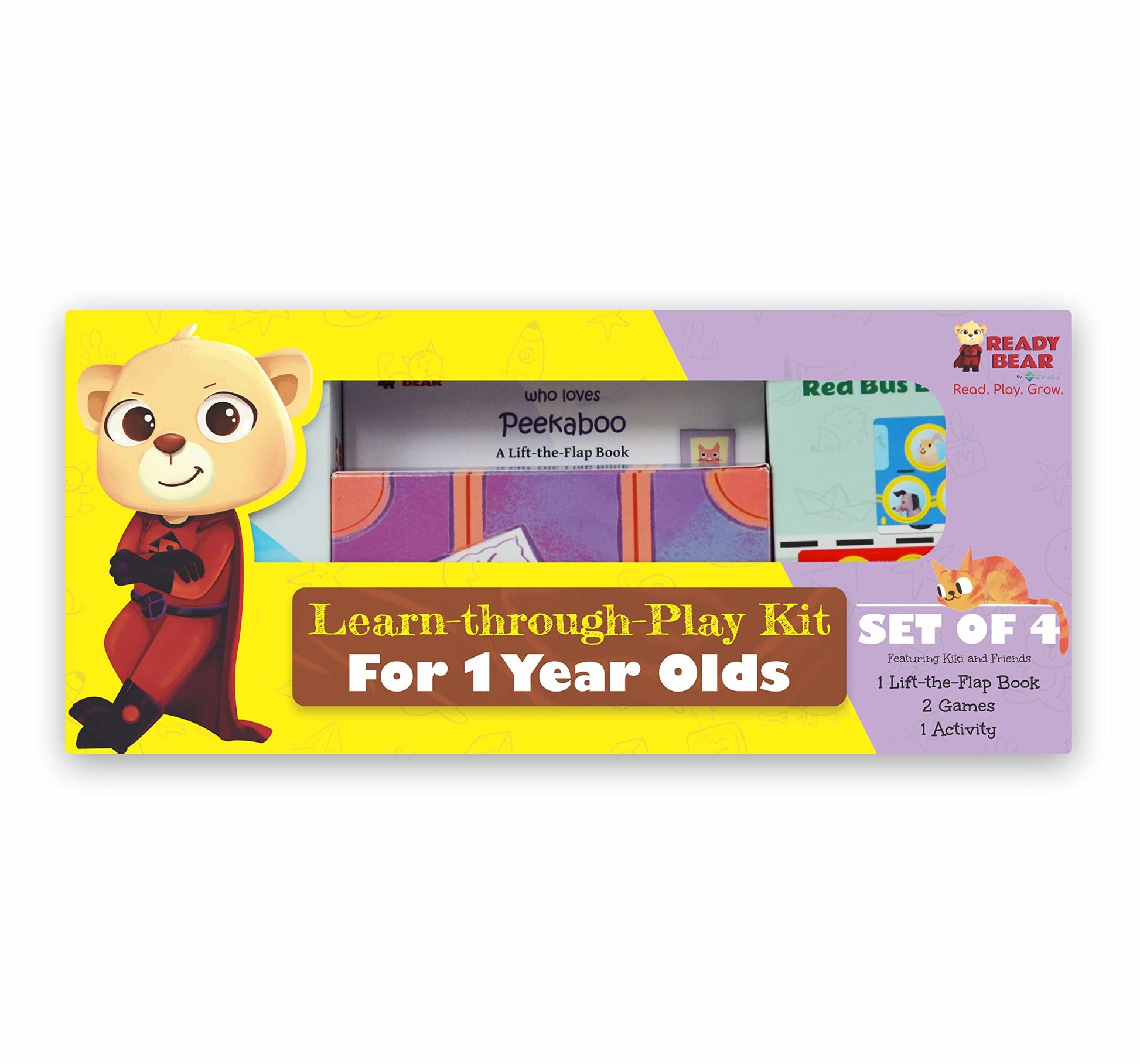 Ready Bear Educational Toy Learning Kit For 1 Year Old Baby | Gift Set Of LiftTheFlap Board Book, Games, Activities And Puzzle
