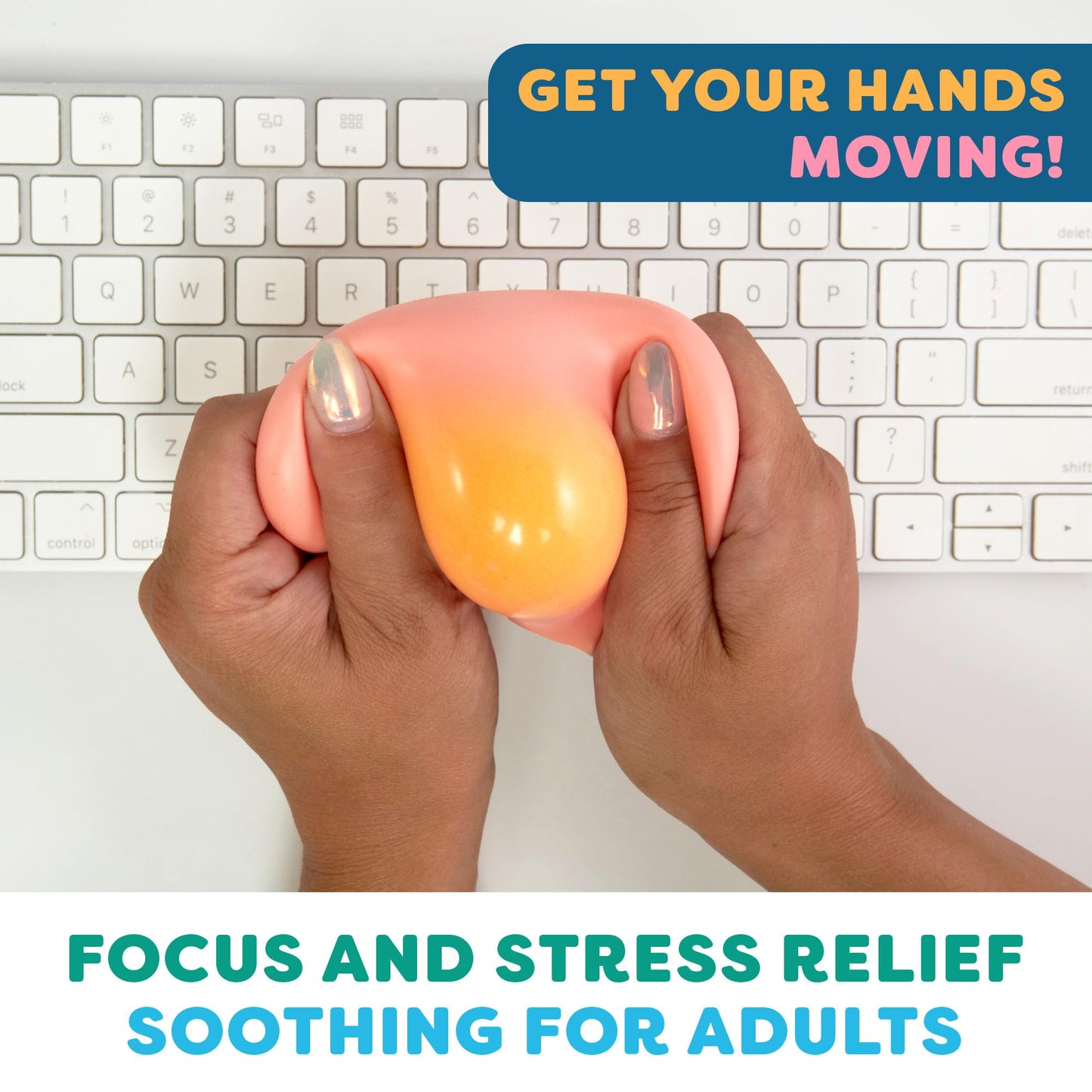 Power Your Fun Mini Stress Balls - 3pk Color Changing Fidget Toys for Adults & Kids - Calming Squeeze Balls in Green, Orange, Blue