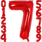 Red Number 7 Balloon 40 Inch, Big Large Foil Helium Number Balloons, Jumbo Giant Mylar Number 7 Balloons For 7 Year Old Birthday