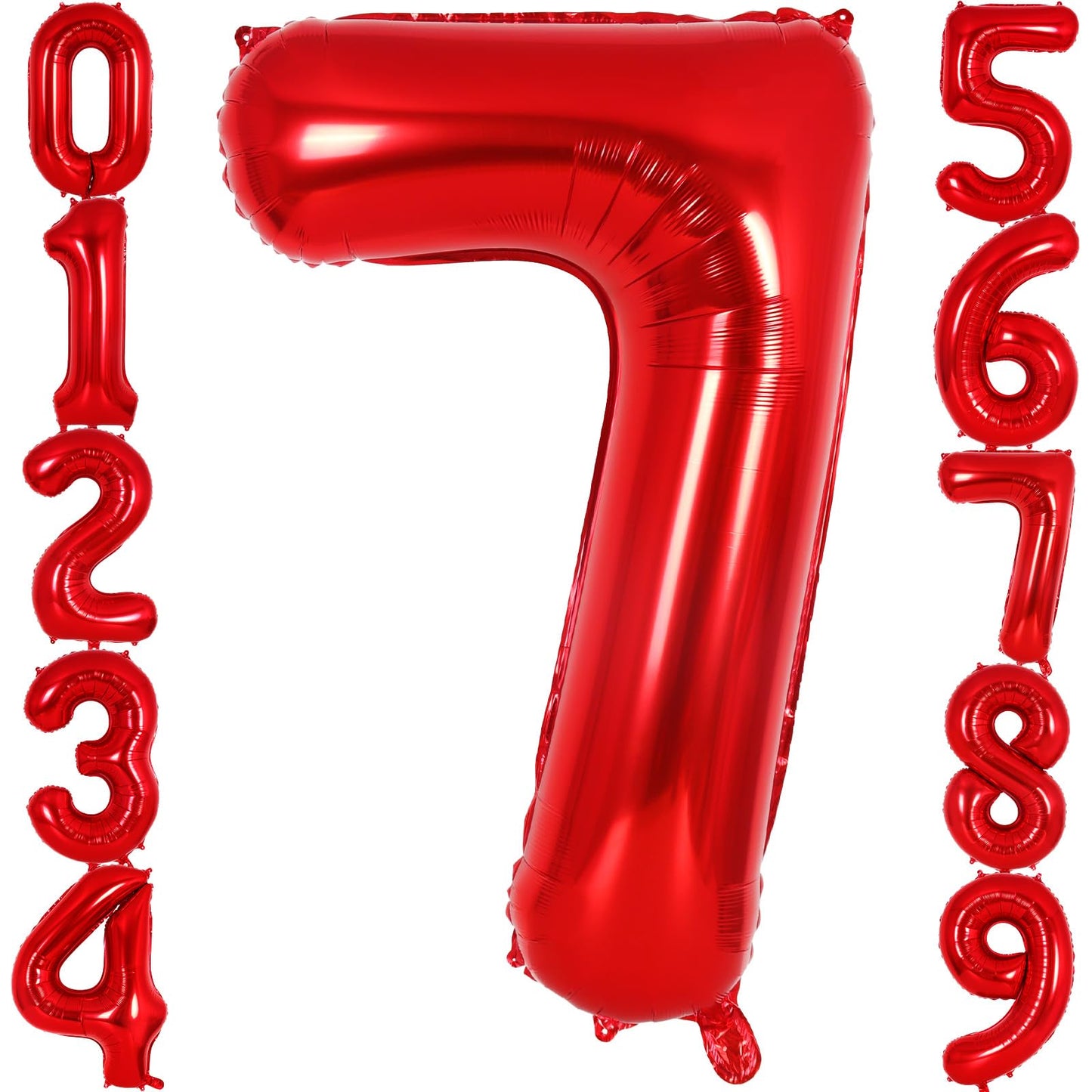Red Number 7 Balloon 40 Inch, Big Large Foil Helium Number Balloons, Jumbo Giant Mylar Number 7 Balloons For 7 Year Old Birthday