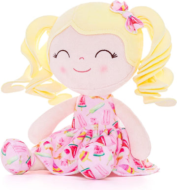 Gloveleya Doll Baby Dolls Soft Rag Doll Baby Girl Gifts Curly Spring Girl - Yellow Hair Ice Cream 12Inches
