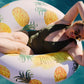 Coconut Float Rae Dunn x Pineapple Pattern Ring Float - mature-themed Size Large 48 Inch Inflatable Raft & Durable Water Inner Tube - Stable Ride-On for Summer Parties & Swim Events