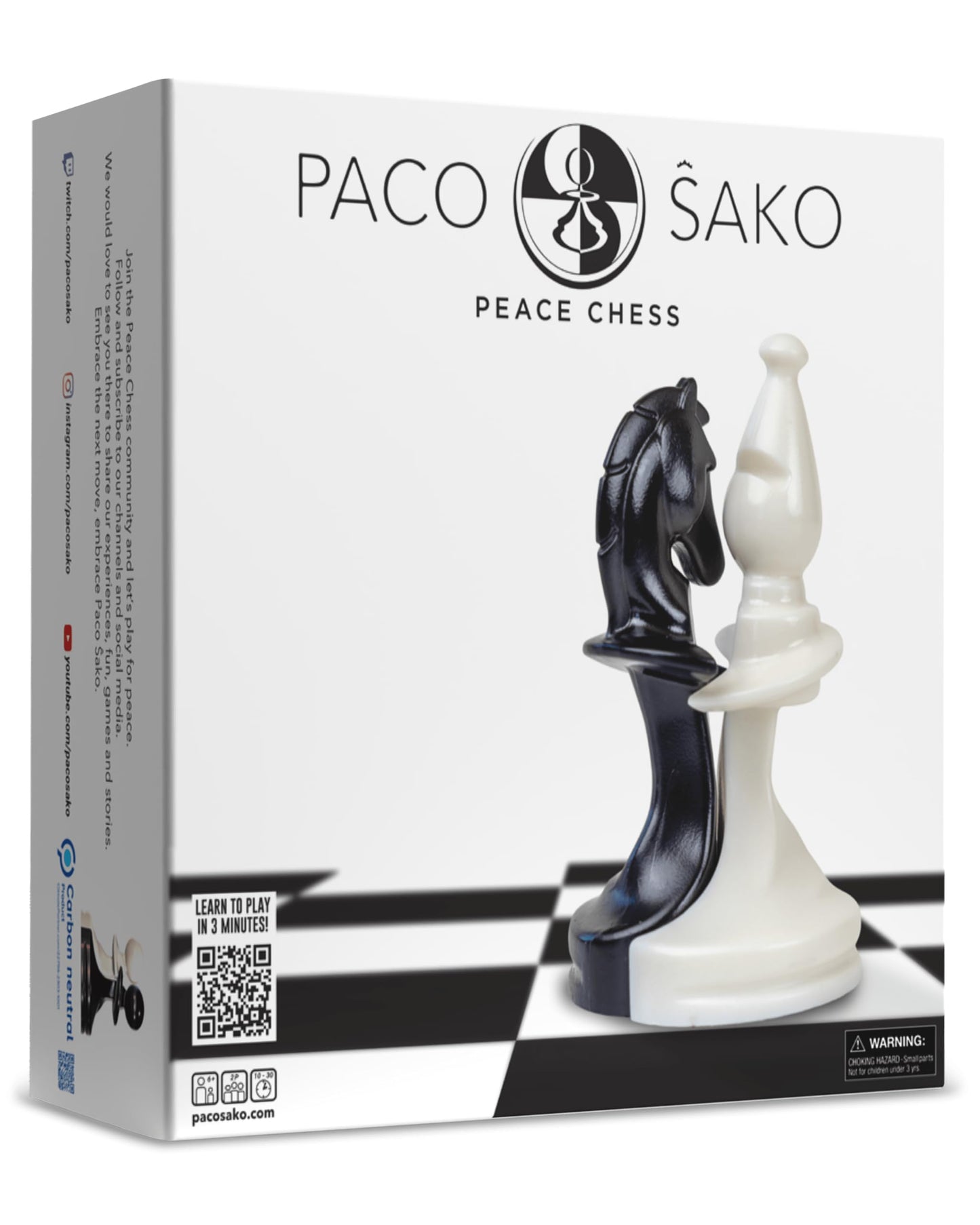 Paco Sako Peace Chess Game - Fun 2-Player Board Game for Peace Lovers, Multi-color Plastic Set