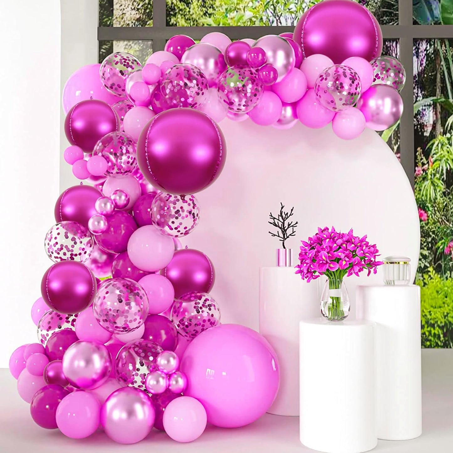 14Pcs Hot Pink Foil Balloons Mylar Balloons 22In 15In 10In Hot Pink Balloons Different Sizes Large Metallic Hot Pink Balloons Ch