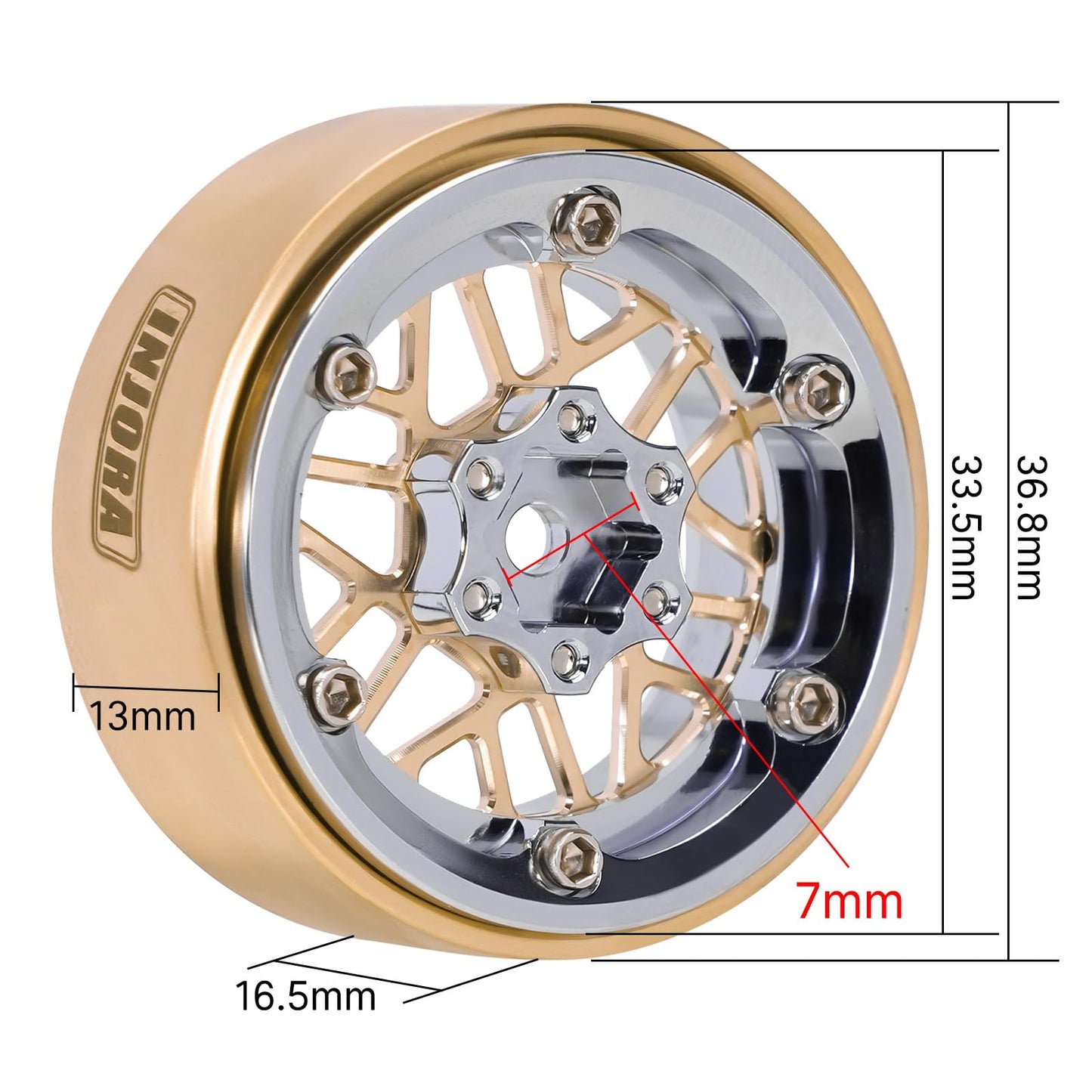 Injora Moduwheel 1.3    Negative Offset Brass & Aluminum Beadlock Wheels Rim For 1/18 1/24 Rc Crawlers Trx4M Scx24 Upgrade
