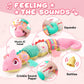 Awotoy Baby Toys 0-6-12 Months, Musical Stuffed Animal Activity Soft Toys With Multi-Sensory Crinkle,Rattles And Textures,Infant Baby Girl Toys Gifts For Newborn Tummy Time,Dinosaur,Pink