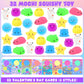 Oliker 32 Pack Valentines Day Cards With Cute Mochi Squishy Toys, Glow In The Dark Kawaii Mini Squishies Stress Relief Toys, Val