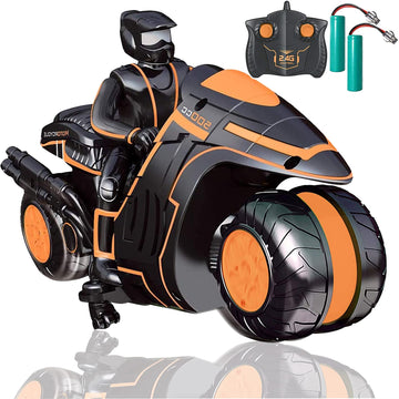 Masefu RC Motorcycle, RC Motorcycle 360 Spinning Wheels Stunt Motorbike - Rotating Drift 2WD High Speed Car Toys with Riding Fig