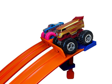 Hot Wheels Compatible Clamp W 4 Lane Start Gate (Blue/Orange)