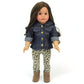 Sophia'S Ruffle Denim Jean Jacket, Animal Print Leggings, And Brown Suede Ankle Boots With Zipper Outfit 3 Piece Set For 18' Dolls, Brown