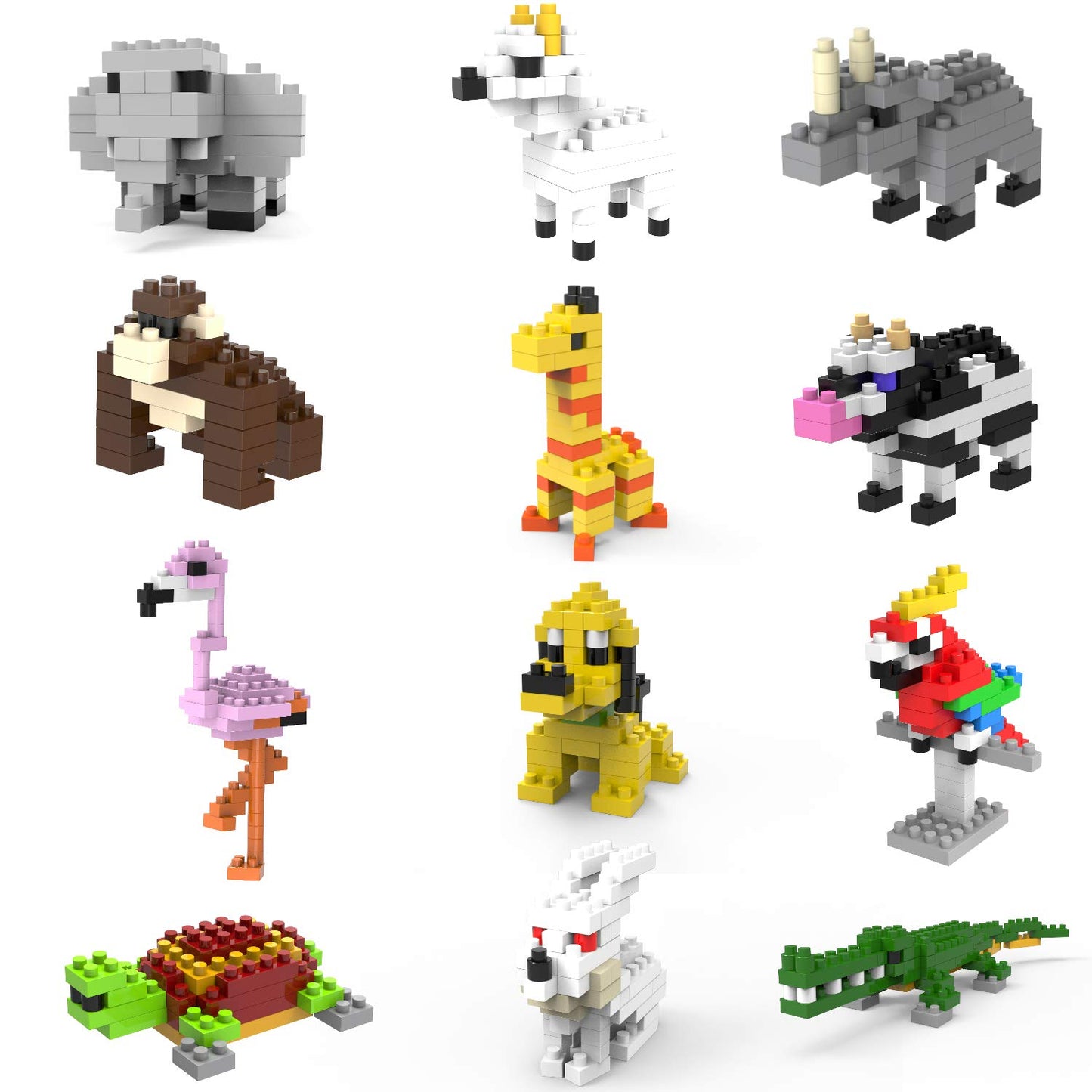 Jellydog Toy Mini Building Blocks Animals,Party Favors For Kids,12 In 1 Stem Toys Building Sets, Assorted Mini Animals Building