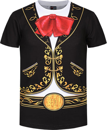 COSLAND Mariachi Costume For Boy Kids Halloween Shirt, Black, X-Small
