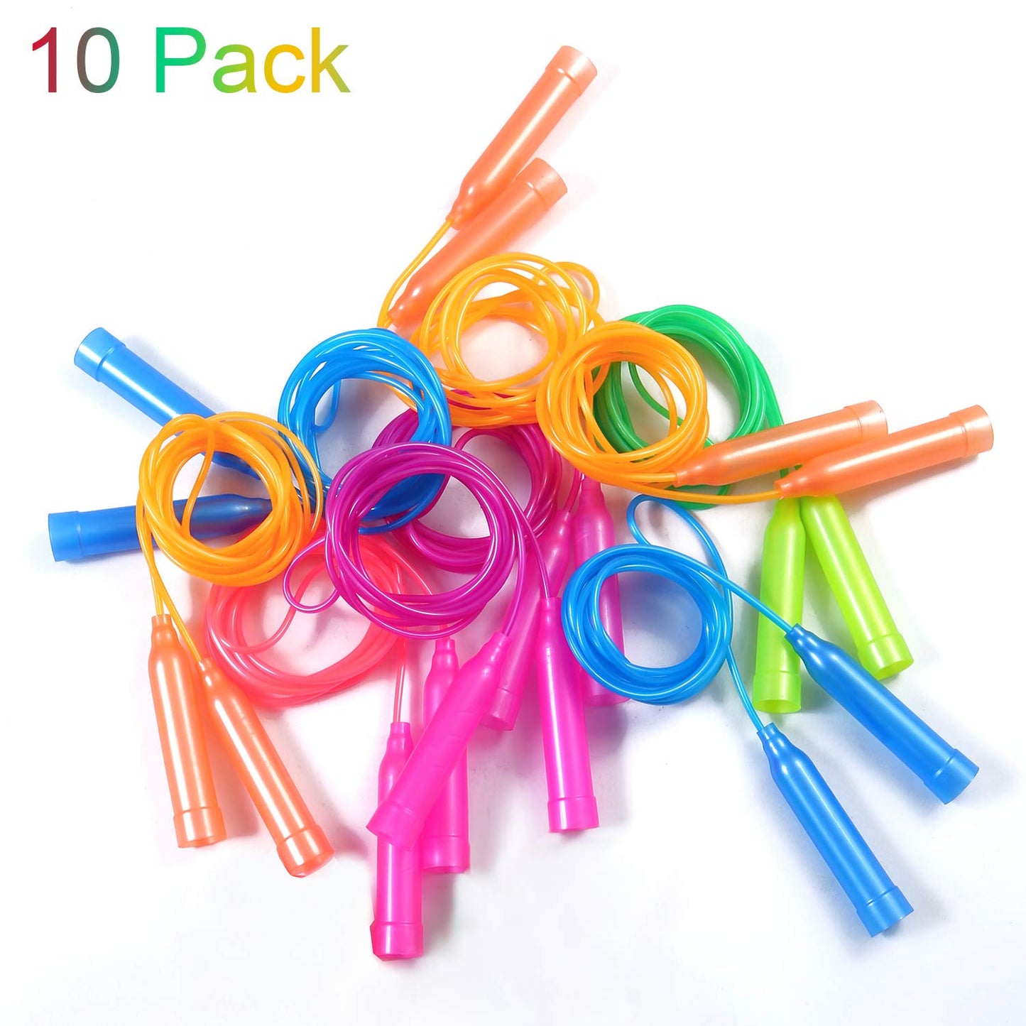 Aneco 10 Pack Kids Jump Rope Set Colorful Outdoor Jump Ropes 7.3 Feet Jumping Ropes Great Birthday Party Sports Activities Favors Gift