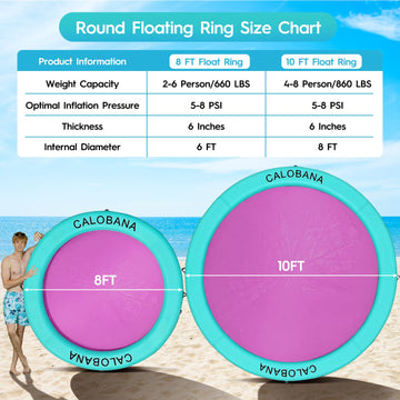 Calobana 10Ft Round Floating Ring, Heavy Duty Inflatable Water Hammock Pool Floats River Floats Tanning Pool Lounger For Lake Pa