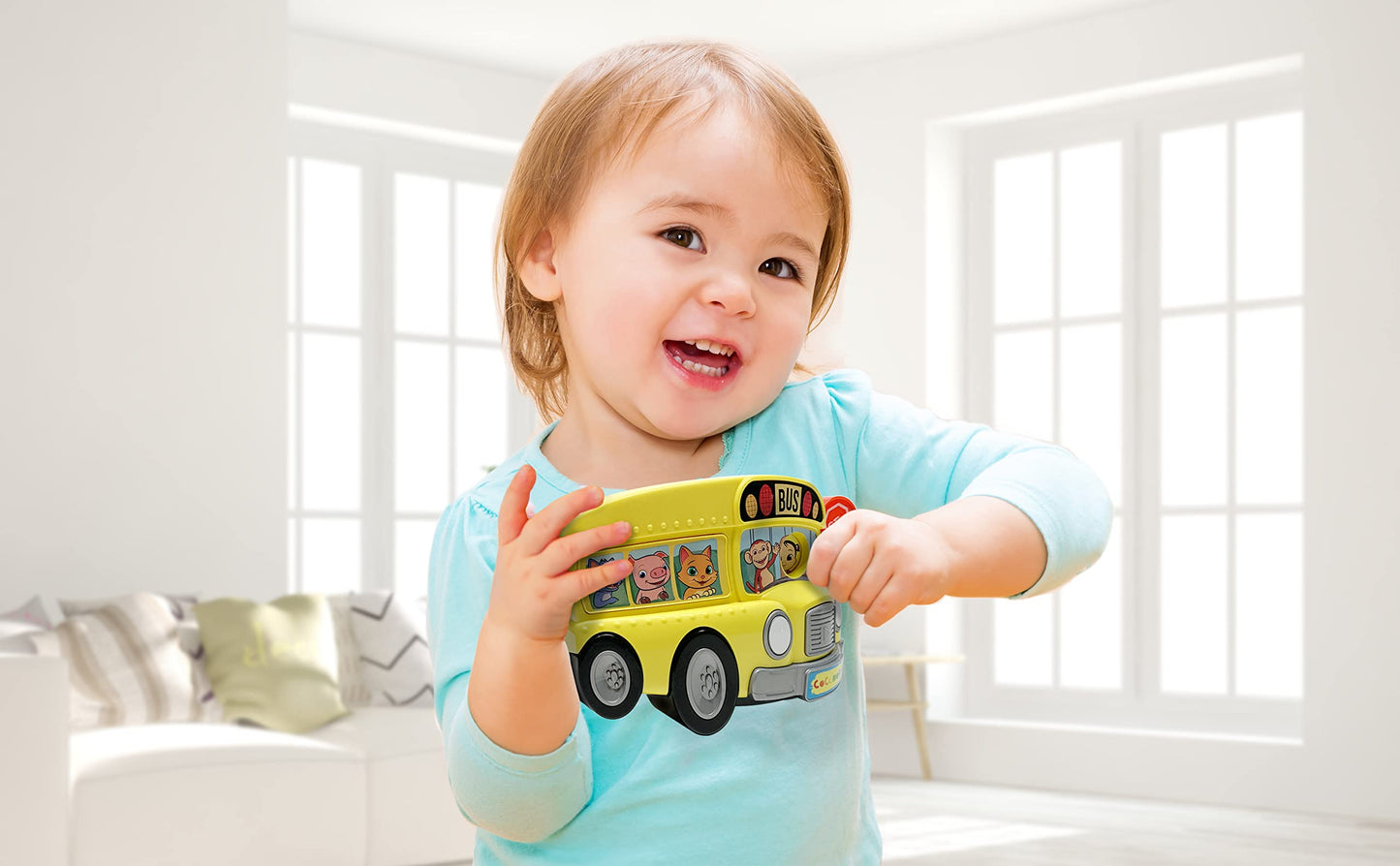 Cocomelon Musical Bus for Kids - Yellow School Bus with Built-in Cocomelon Songs and Sound Effects Fun Musical Cocomelon Toy for