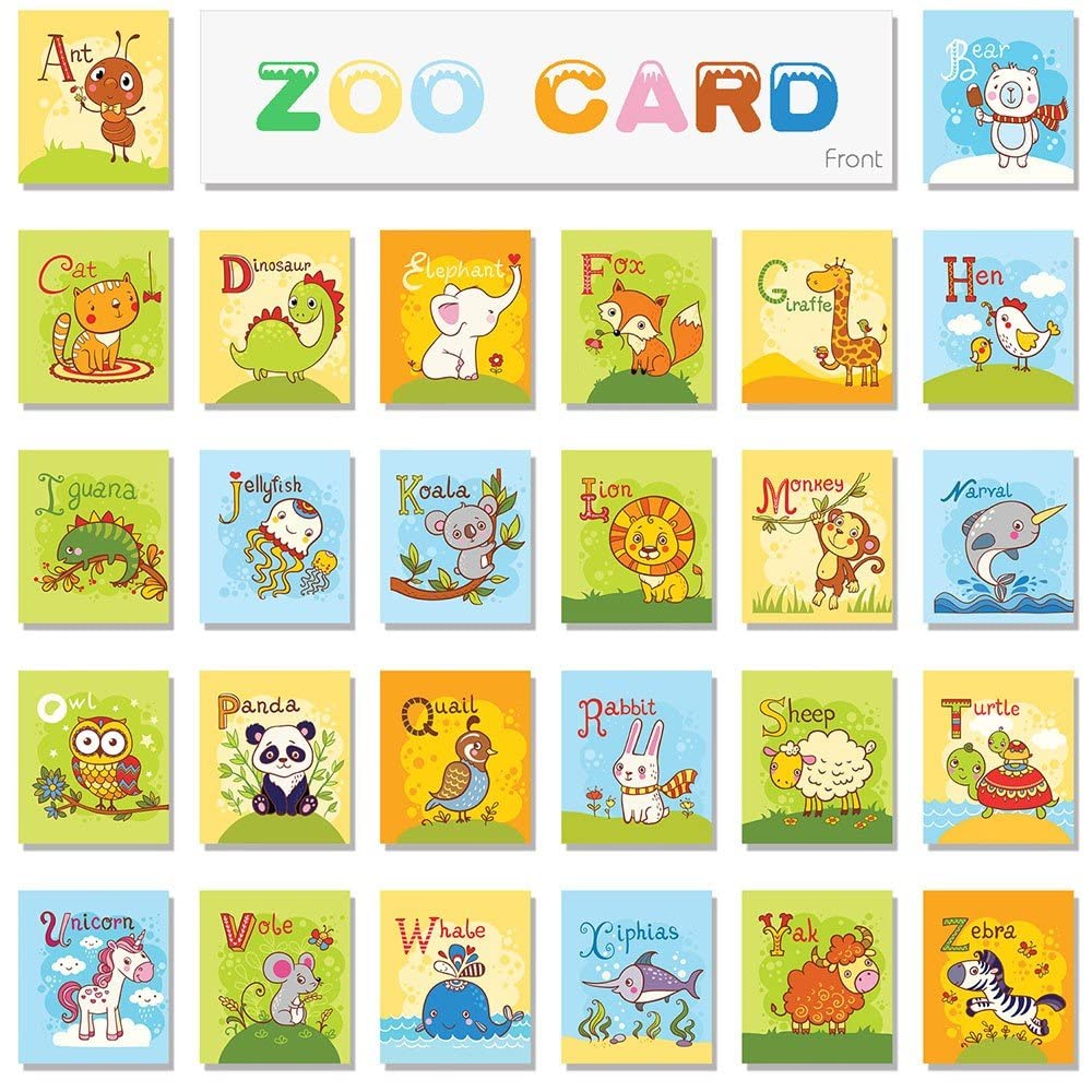 TEYTOY Baby Toy Zoo Series - 26pcs Soft Alphabet Cards, Medium, Multi-color, Polyester with Cloth Bag for Kids 0+ Years
